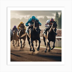 Jockeys Racing In A Race 4 Art Print