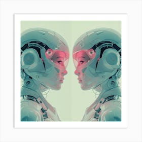 Two Cyborgs Face 2 Face Art Print