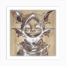 Halloween Goblin Children Drawn Rule Of Three Golden Ratios Art Print