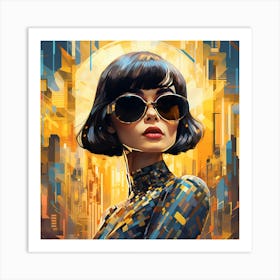 Futuristic Woman In Sunglasses 1 Art Print