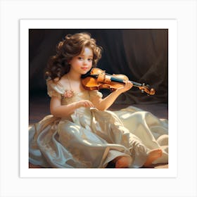 Little Girl Playing Violin Art Print