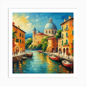 Italy By The Canal Art Print