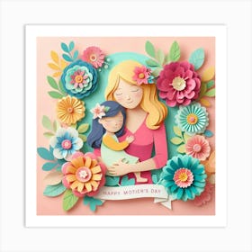 Happy Mother's Day Mother and Daughter Art Print