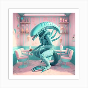 Alien In Ice Cream Parlor 2 Art Print