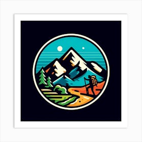 Man Hiking In The Mountains Art Print