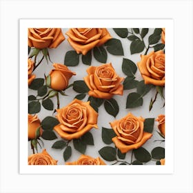 Orange Roses Seamless Pattern Art Print