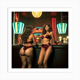 Two Women In Lingerie Art Print