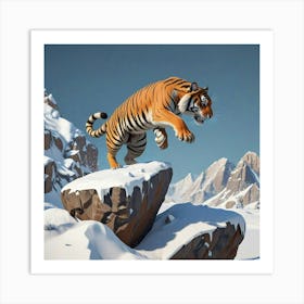 Tiger Jumping Art Print