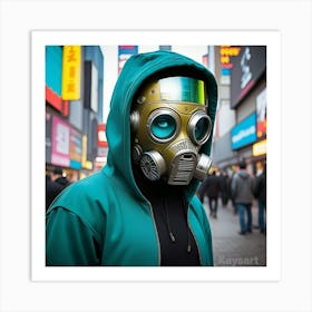 Gas Mask In Times Square Art Print