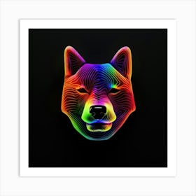 Rainbow Wolf Head Art Print