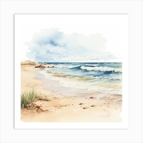 Watercolor Beach Painting Art Print