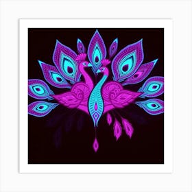 Glow In The Dark Peacock Art Print