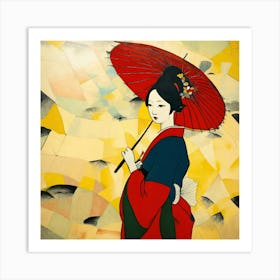 Japanese woman with an umbrella 4 Art Print