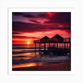 Sunset At The Beach 214 Art Print