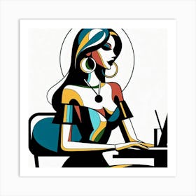 A woman by mid-20th century graphic design 4 Art Print