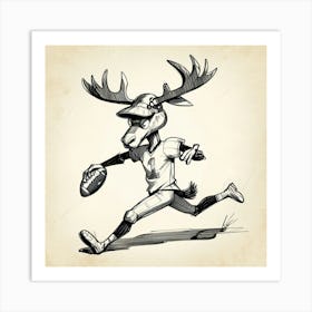 Moose Football Player Art Print