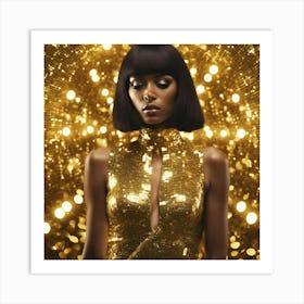 Disco diva in gold Art Print