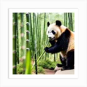 Panda Bear In Bamboo Forest Art Print