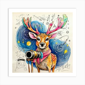 Deer With Camera 7 Art Print