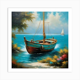 Sailboat On The Beach Art Print