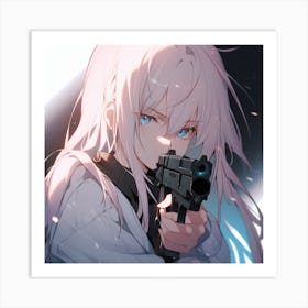 Anime Girl Holding A Gun 1 Art Print