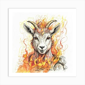 Goat In Flames 12 Art Print