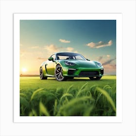 Green Porsche Cayman Art Print