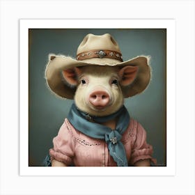 Marjorie The Cowgirl Pig Animal Art Print 1 Art Print