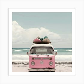 Vw Bus On The Beach Art Print