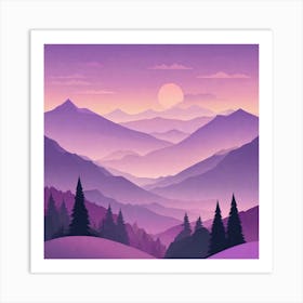 Misty mountains background in purple tone 53 Art Print