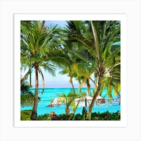 Tropical Scene With Palm Trees 1 Art Print