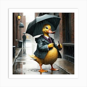 Duck In The Rain 2 Art Print