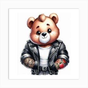 Teddy Bear With Tattoos Art Print