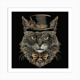 Steampunk Cat 7 Art Print