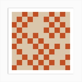 Modern Checkerboard in Terracotta Rust Art Print