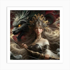 Chinese Girl With Dragon Art Print