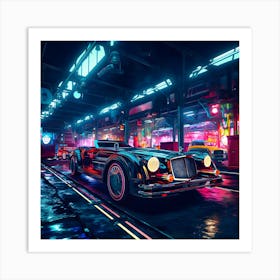 Carpark at night. Art Print