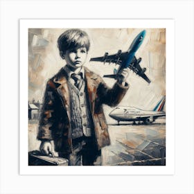Boy With Plane Art Print