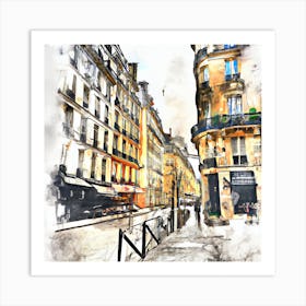 Watercolor - Paris Street Art Print