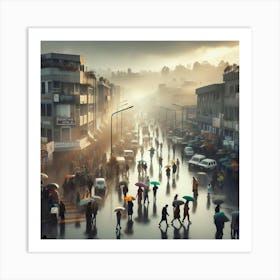 Rainy Day In The City Art Print