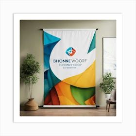 A Photo Of A Banner With A Company Logo Art Print