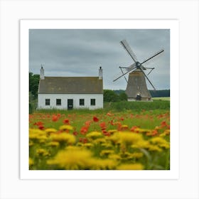 Windmill In The Field 6 Art Print