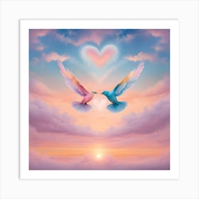 Hummingbirds In Love Art Print