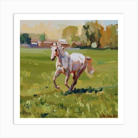 White Horse Galloping Art Print