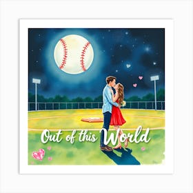 Out Of This World watercolor baseball Poster