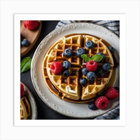 Waffles With Berries Art Print