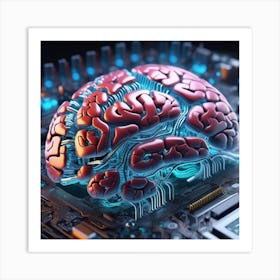 Brain On A Computer Chip 12 Art Print