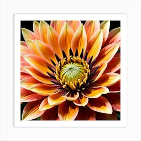 Dahlia, Illustrate A Close Up Of A Blooming Flower With Intricate 2 Art Print