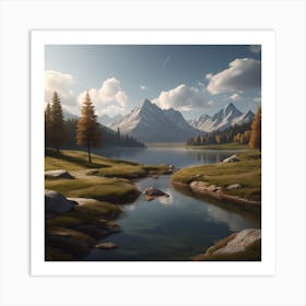 Landscape With Mountains Art Print