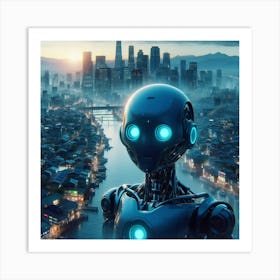 Robot In The City Art Print